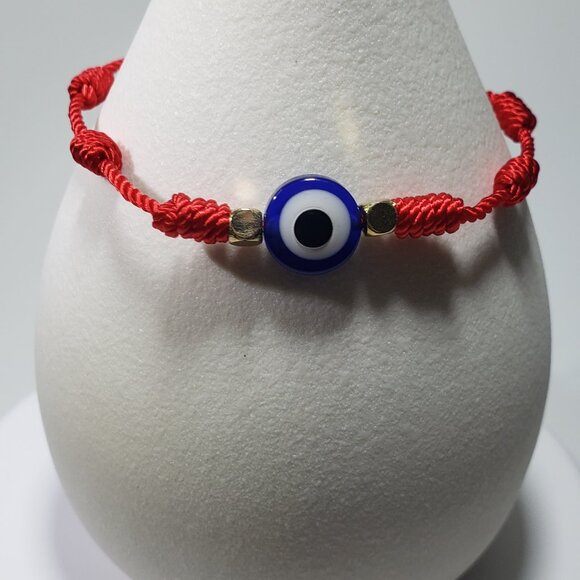 DOUBLE PROTECTION EVIL EYE Drawstring Bracelet Red - Picture 1 of 5
